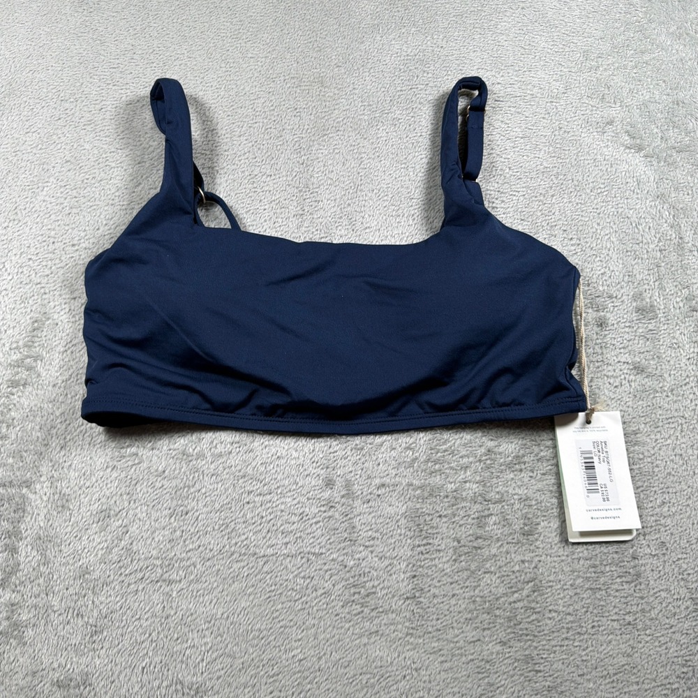 Carve Designs Amelia Top Women Large Navy Recycled Swimwear NWT
